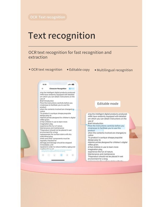 Nešiojamas vaikiškas terminis spausdintuvas Cat Mini Printer X7Y, geltonas + DOVANA (3 spalvoti rulonėliai)  7