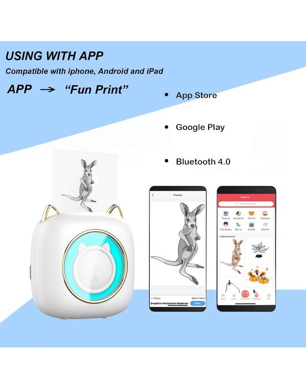 Термопринтер Cat Mini Printer Kids