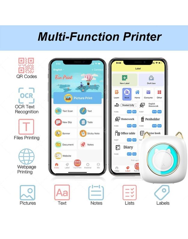 Термопринтер Cat Mini Printer Kids