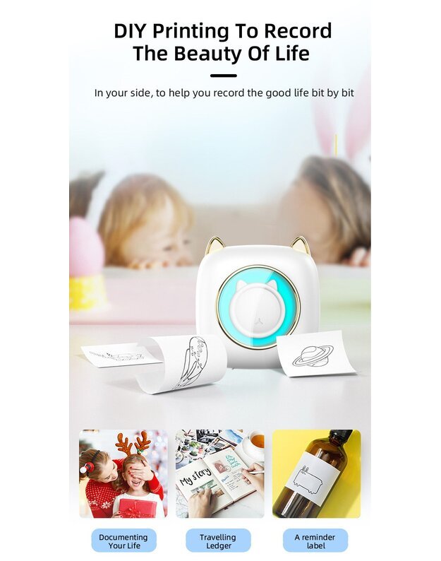 Термопринтер Cat Mini Printer Kids