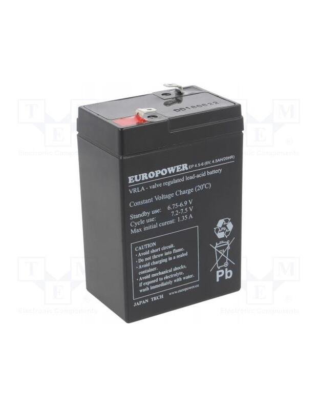 BATERIJA 6V 4.5AH VRLA/EP4.5-6 EUROPOWER EMU