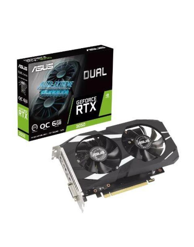 Graphics Card|ASUS|NVIDIA GeForce RTX 3050|6 GB|GDDR6|96 bit|PCIE 4.0 16x|Dual Slot Fansink|1xDVI-D|1xHDMI|1xDisplayPort|DUAL-RTX3050-O6G