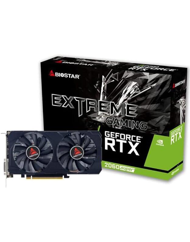 Graphics Card|BIOSTAR|NVIDIA GeForce RTX 2060 SUPER|8 GB|GDDR6|256 bit|PCIE 3.0 16x|GPU 1470 MHz|Dual Slot Fansink|1xDVI-D|1xHDMI|1xDisplayPort|VN2066RF82