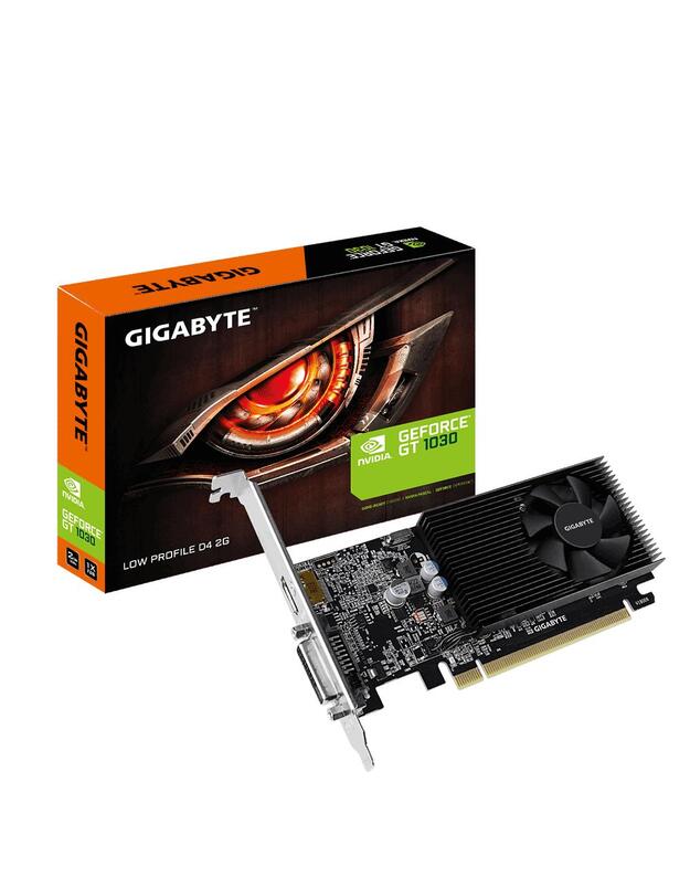 Graphics Card|GIGABYTE|NVIDIA GeForce GT 1030|2 GB|64 bit|PCIE 3.0 16x|GDDR4|Memory 2100 MHz|GPU 1177 MHz|Single Slot Fansink|1xDVI|1xHDMI|GV-N1030D4-2GL