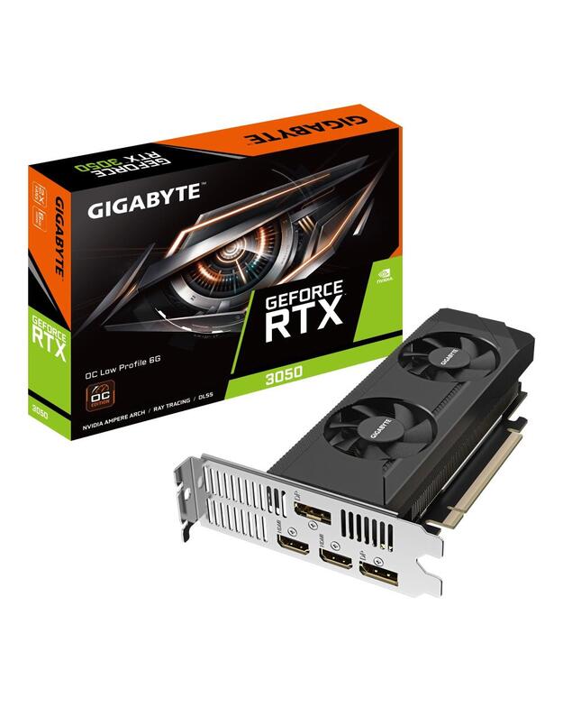 Graphics Card|GIGABYTE|NVIDIA GeForce RTX 3050|6 GB|GDDR6|96 bit|PCIE 4.0 16x|Memory 14000 MHz|GPU 1470 MHz|Dual Slot Fansink|2xHDMI|2xDisplayPort|GV-N3050OC-6GL