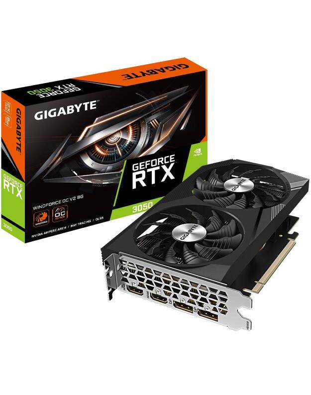 Graphics Card|GIGABYTE|NVIDIA GeForce RTX 3050|8 GB|GDDR6|128 bit|PCIE 4.0 16x|Memory 14000 MHz|2xHDMI|2xDisplayPort|GV-N3050WF2OCV2-8GD