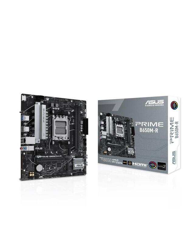 Mainboard|ASUS|AMD B650|SAM5|Micro-ATX|Memory DDR5|Memory slots 2|1xPCI-Express 4.0 1x|2xPCI-Express 4.0 16x|2xM.2|1xHDMI|4xUSB 2.0|2xUSB 3.2|1xRJ45|3xAudio port|PRIMEB650M-R