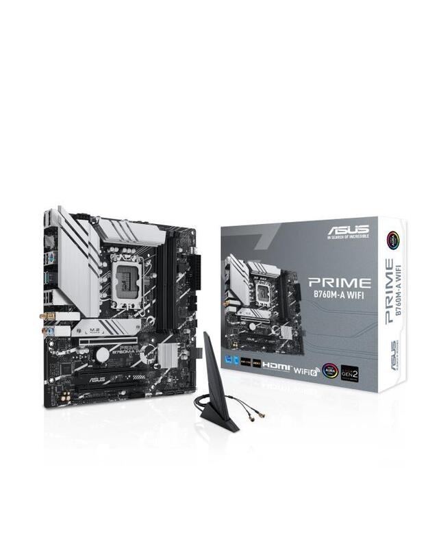 Mainboard|ASUS|Intel B760 Express|LGA1700|Micro-ATX|Memory DDR5|Memory slots 4|3xPCI-Express 4.0 16x|2xM.2|2xHDMI|1xDisplayPort|4xUSB 2.0|2xUSB 3.2|1xPS/2|1xRJ45|3xAudio port|PRIMEB760M-AWIFI