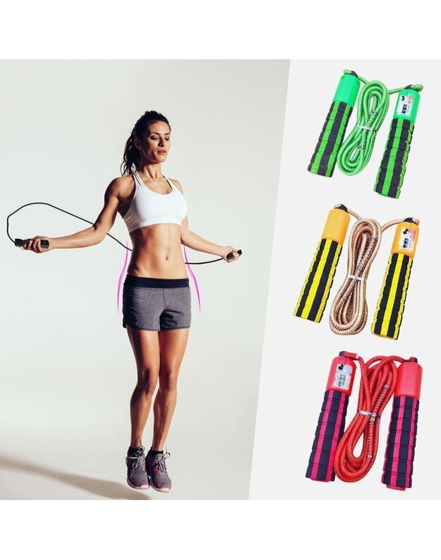 Šokdynė Skipping rope su šuolių skaitikliu, geltona 3