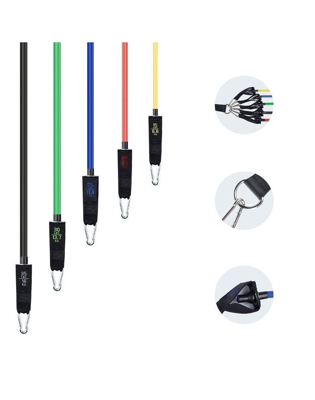 Pasipriešinimo gumos su rankenomis, 11vnt 2