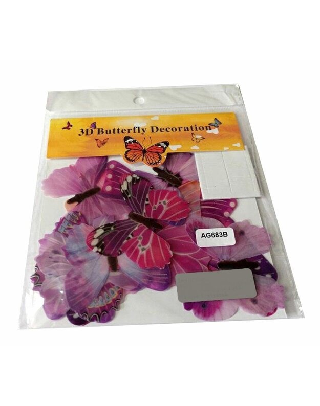 3D šviečiančių fluorescentinių drugelių rinkinys, 12 vnt 1