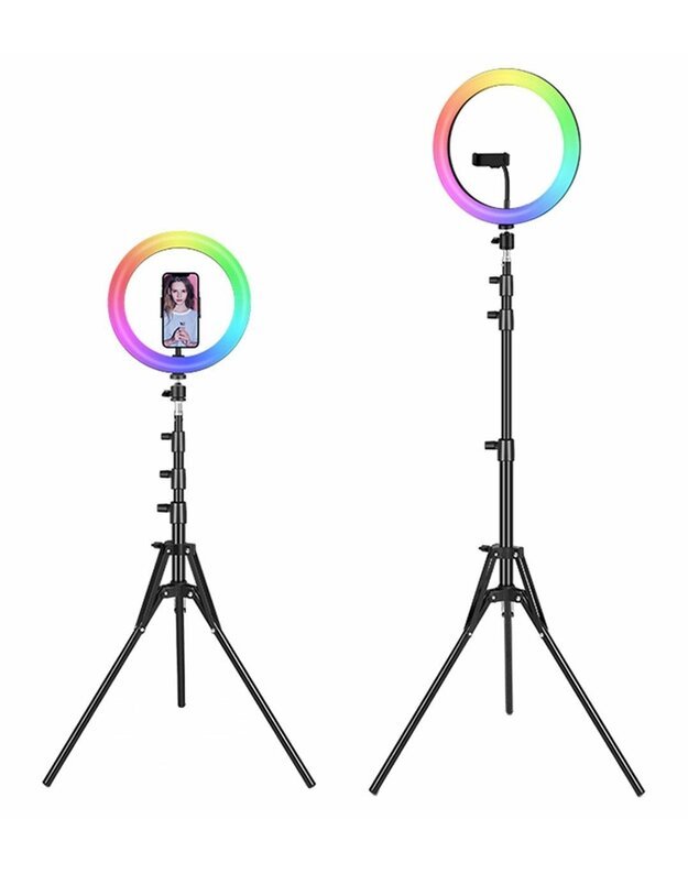 RGB LED žiedo formos lempos ir stovo rinkinys asmenukėms 4