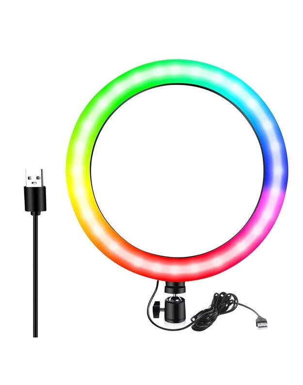 RGB LED žiedo formos lempos ir stovo rinkinys asmenukėms 6