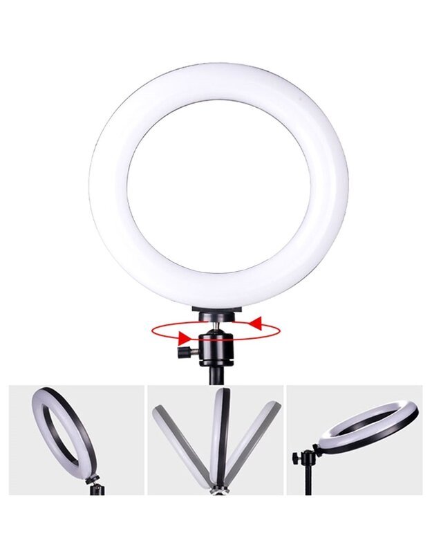 RGB LED žiedo formos lempos ir stovo rinkinys asmenukėms 8