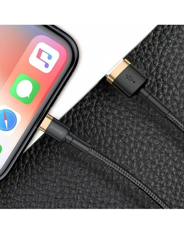 Baseus Cafule USB / Lightning QC3.0 1.5A 2M laidas, juodas-auksinis 1