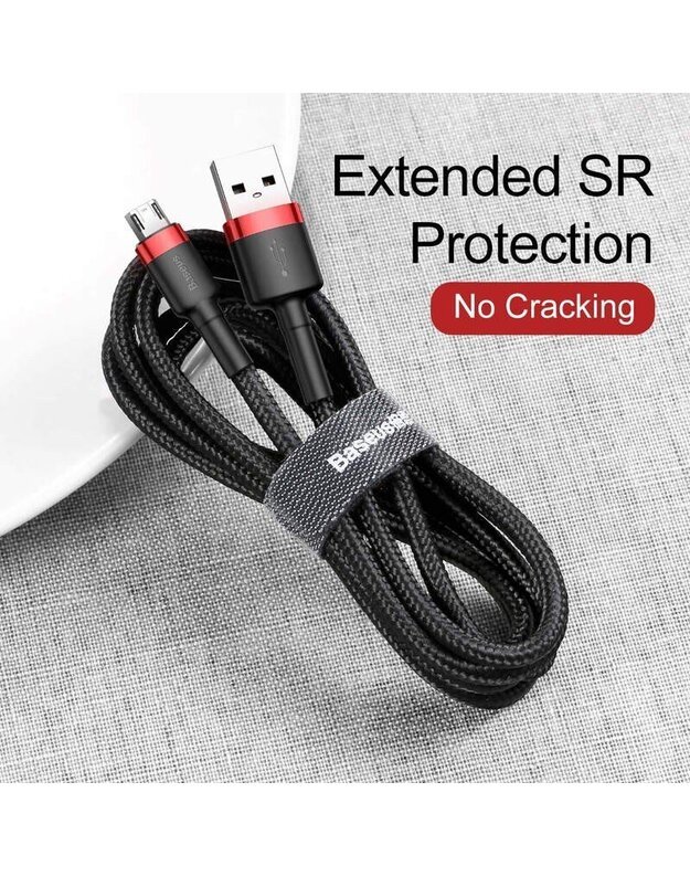 Baseus Cafule QC3.0 1.5A 2M USB / micro laidas, juoda - raudona 1