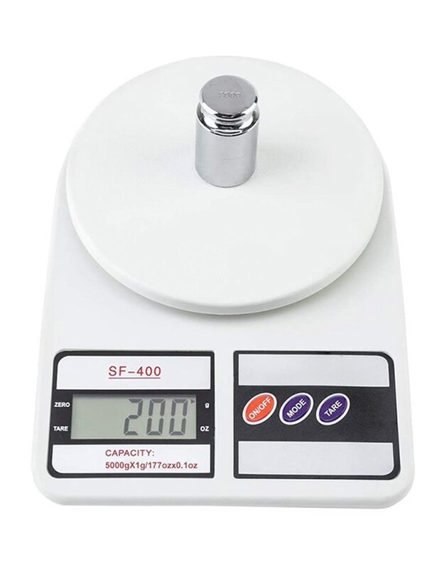 Elektroninės virtuvinės LCD svarstyklės 5kg / 1g, balta 1