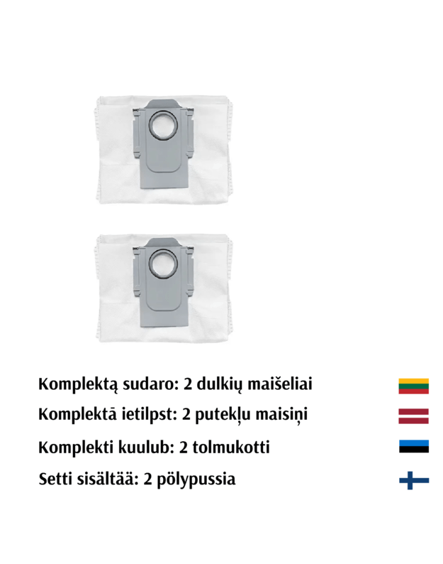 Dulkių maišelis Xiaomi Roborock S7 MaxV Ultra, Q5+, Q7+, Q7 max, Q7 max+, T8, G10s, G10s Pro, 2 vnt (pakaitalas) 2